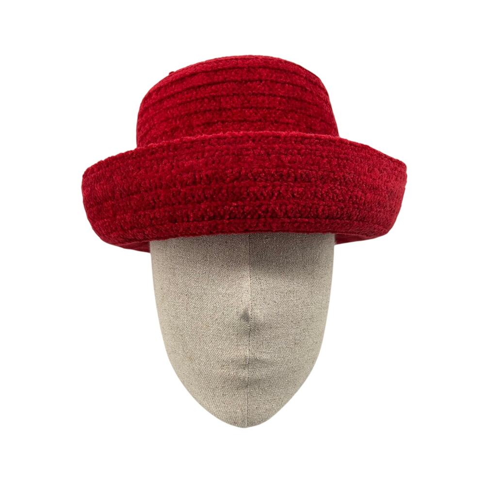 BETMAR New York Women's Red Cloche Hat Solid Acrylic Polyester Casual OS